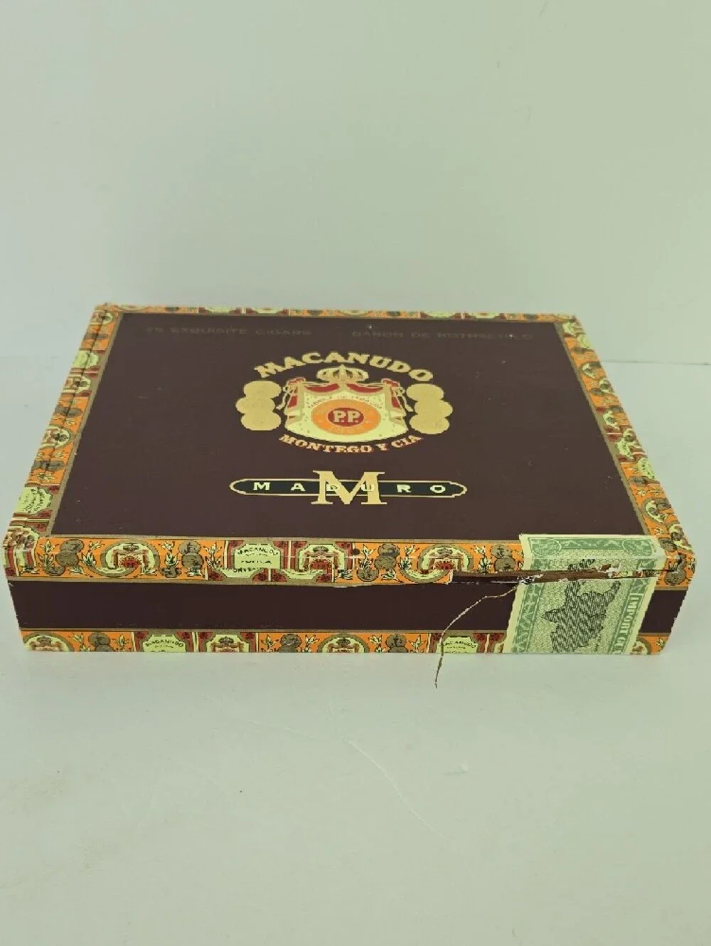 Vintage Macanudo Maduro Empty Wooden Cigar Box Barob De Rothschild